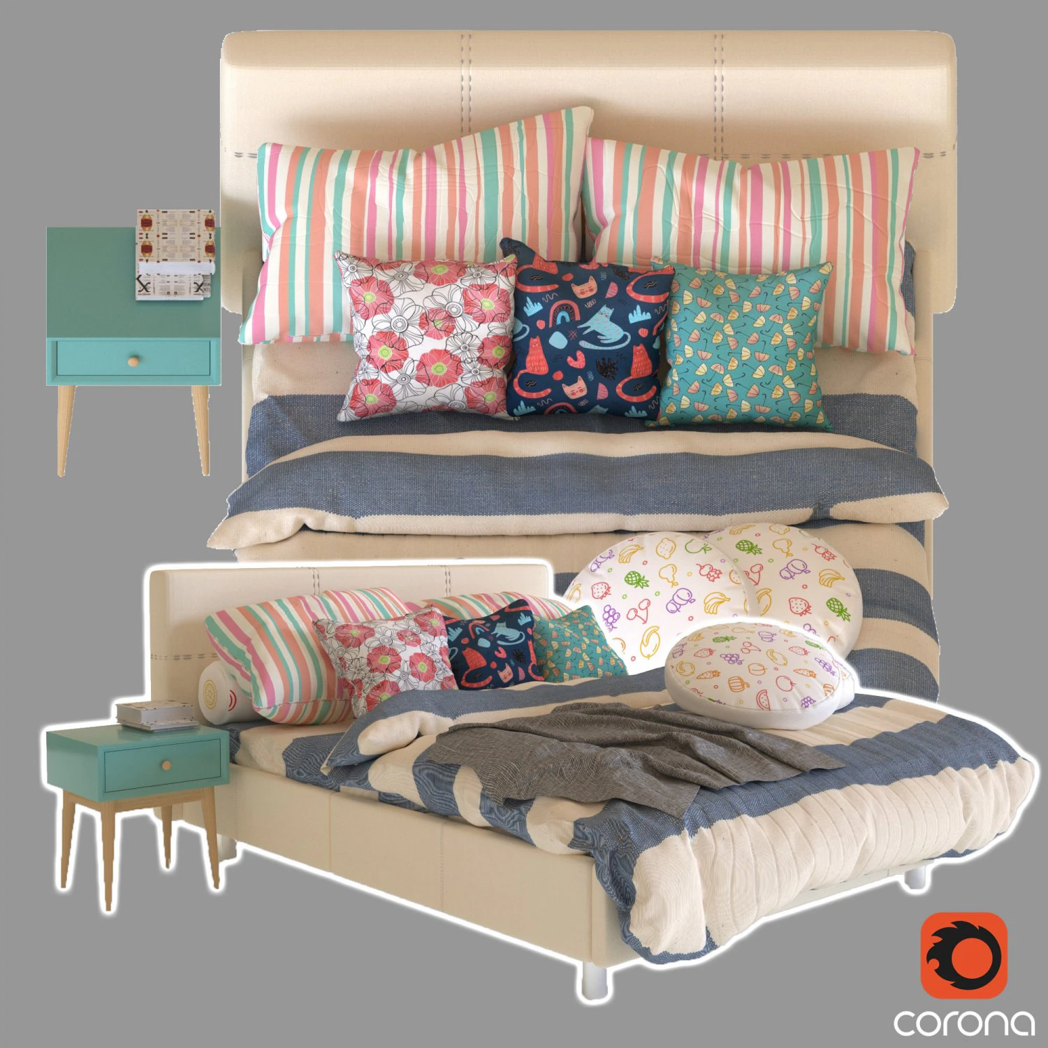 bed01 3D Model .c4d .max .obj .3ds .fbx .stl .blend