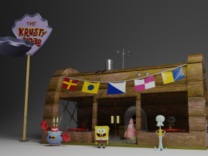 the krusty krab with spongebob patrick squidward and mr krabs 3D-Modell