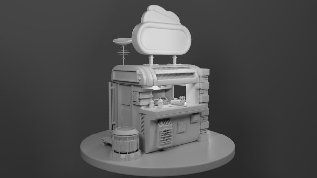 Hot dog stand 3D Model .c4d .max .obj .3ds .fbx .stl .blend 