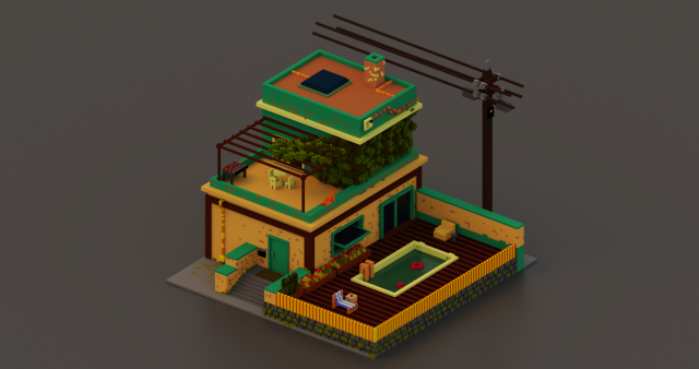 house with swimming pool 3D 模型 .c4d .max .obj .3ds .fbx .stl .blend 