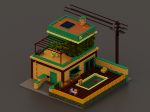 house with swimming pool 3D 模型