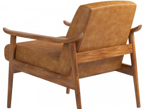 mid-century leather show wood chair 3D Model