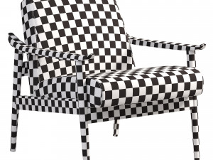 mid-century leather show wood chair 3D Model