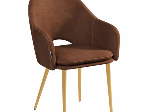 mid-century leather show wood chair 3D Model