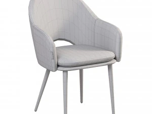 mid-century leather show wood chair 3D Model