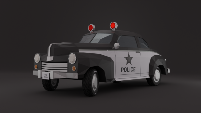 Old Police Car 1950 LowPoly Rigged 3D Model .c4d .max .obj .3ds .fbx .stl .blend 