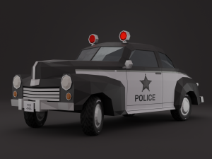 Old Police Car 1950 LowPoly Rigged 3D Model