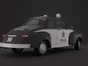 Old Police Car 1950 LowPoly Rigged 3D Model