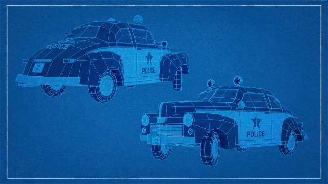 Old Police Car 1950 LowPoly Rigged 3D Model in Cart 3DExport