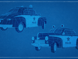 Old Police Car 1950 LowPoly Rigged 3D Model