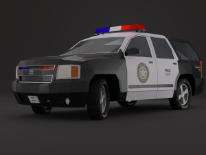 Police Car 4x4 LowPoly Rigged 3D Model