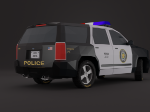 Police Car 4x4 LowPoly Rigged Modello 3D