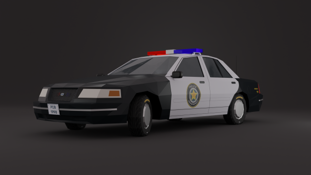 Police Car 1998 LowPoly Rigged 3D Модель .c4d .max .obj .3ds .fbx .stl .blend 