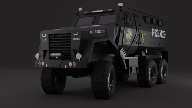 Police Car Truck LowPoly Rigged 3D मॉडल .c4d .max .obj .3ds .fbx .stl .blend 