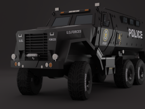Police Car Truck LowPoly Rigged Modèle 3D