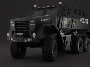 Camion della polizia LowPoly attrezzato Modello 3D