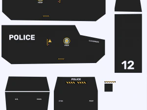 Police Car Truck LowPoly Rigged 3D Model