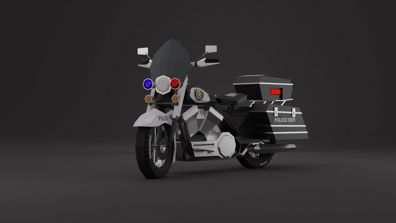 Police Motorbike LowPoly Rigged 3D Model .c4d .max .obj .3ds .fbx .stl .blend 