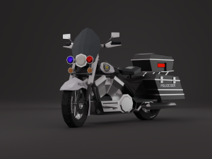 Police Motorbike LowPoly Rigged 3D Model