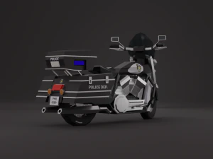 Police Motorbike LowPoly Rigged 3D Model