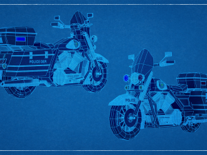 Police Motorbike LowPoly Rigged 3D Модель