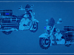 Police Motorbike LowPoly Rigged 3D Model