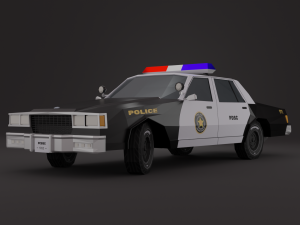 Old Police Car 1983 LowPoly Rigged 3D Model