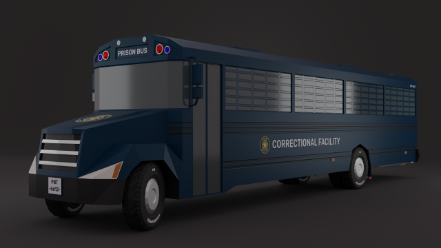 Police BUS LowPoly Rigged 3Dモデル .c4d .max .obj .3ds .fbx .stl .blend 