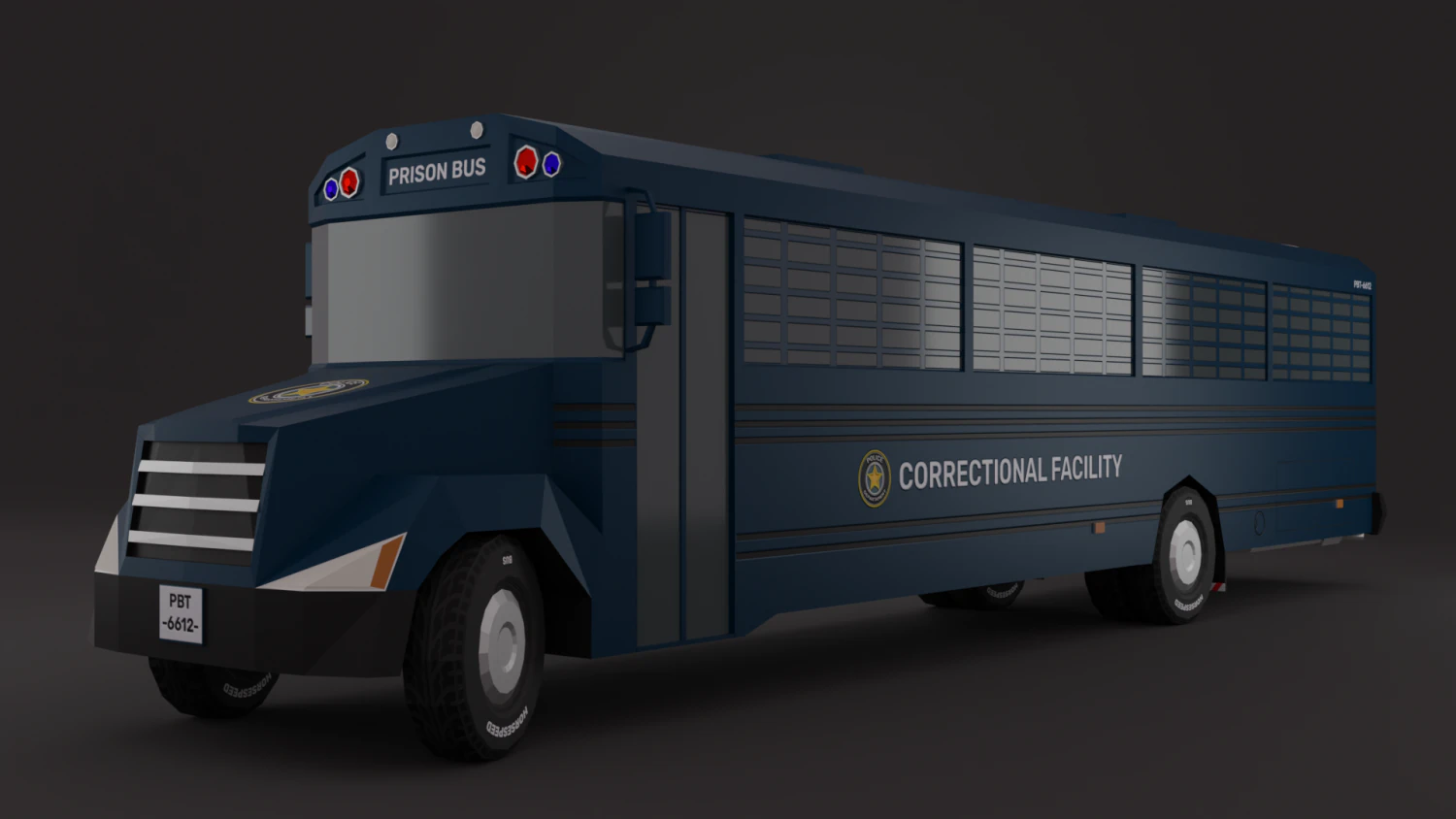 Police BUS LowPoly Rigged 3D Model .c4d .max .obj .3ds .fbx .stl .blend 