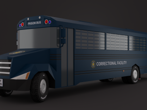 Police BUS LowPoly Rigged 3D Model