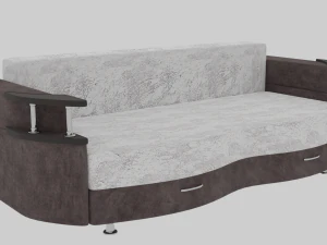 木製肘掛け付きソファ 3Dモデル