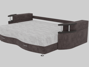 sofa with wooden armrests 3D Modell