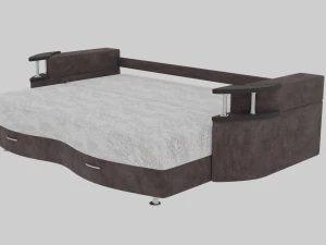 sofa with wooden armrests 3D Model
