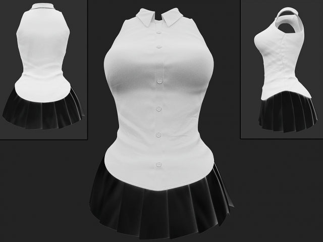 Black and White School Uniform 3D 模型 .c4d .max .obj .3ds .fbx .stl .blend 