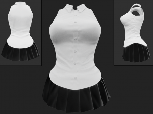 Black and White School Uniform 3D Model