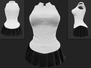 Czarno-biały mundurek szkolny Model 3D