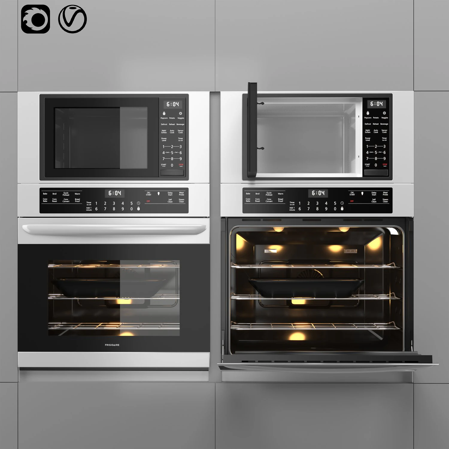 Frigidaire aappliance microwave and oven 3D Model .c4d .max .obj .3ds .fbx .stl .blend