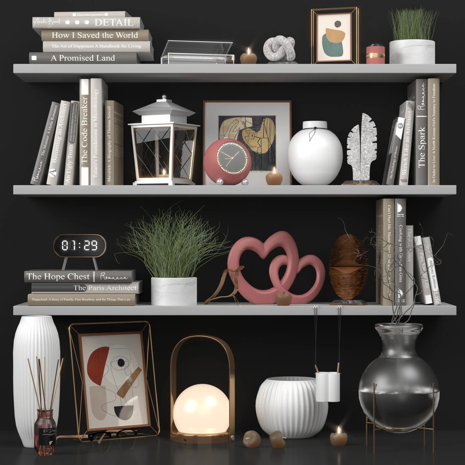 Set of decor 01 3D Model .c4d .max .obj .3ds .fbx .stl .blend 