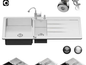 이중 그릇 및 단일 주방 싱크 - 라벨로 싱크대 3D 모델