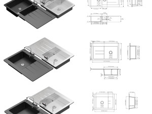 Double Bowl And Single Kitchen Sink-Lavello Sinks 3D 模型