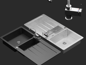 Double Bowl And Single Kitchen Sink-Lavello Sinks 3D 模型