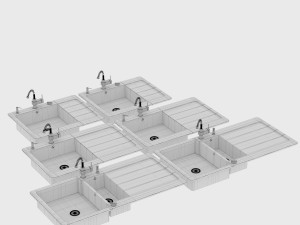 Double Bowl And Single Kitchen Sink-Lavello Sinks 3D 模型