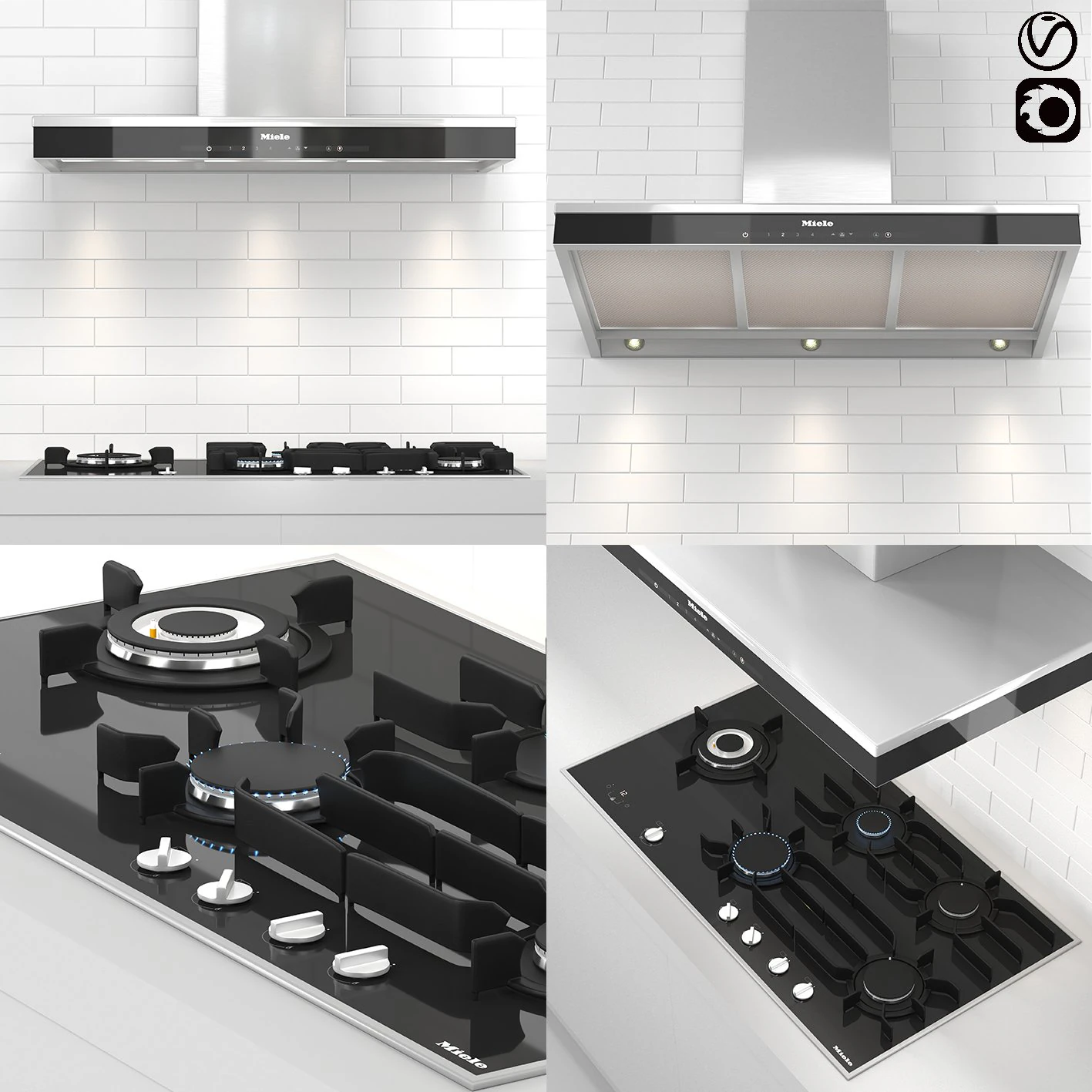 Miele Appliances Collection - Gas Cooktop And Hood KM 3054 G DA 6698 W 3D Model .c4d .max .obj .3ds .fbx .stl .blend 