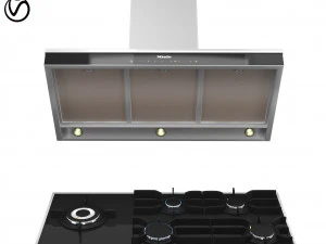 Miele Appliances Collection - Gas Cooktop And Hood KM 3054 G DA 6698 W 3D Model