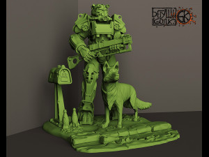 statuette for the game fallout armor t-60 dog 3D 프린트 모델