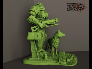 statuette for the game fallout armor t-60 dog 3D प्रिंट मॉडल