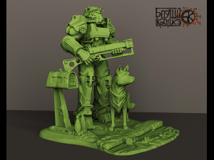 statuette for the game fallout armor t-60 dog 3D प्रिंट मॉडल