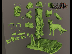 statuette for the game fallout armor t-60 dog 3D प्रिंट मॉडल