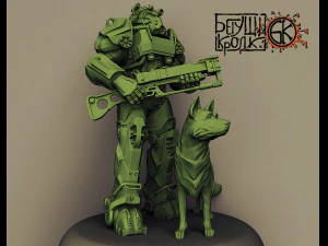 armor t-60 rifle dog from the game fallout 3D Print Model