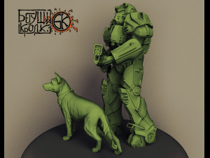 armor t-60 rifle dog from the game fallout Model Cetak 3D